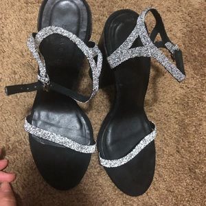 Zara silver block heel